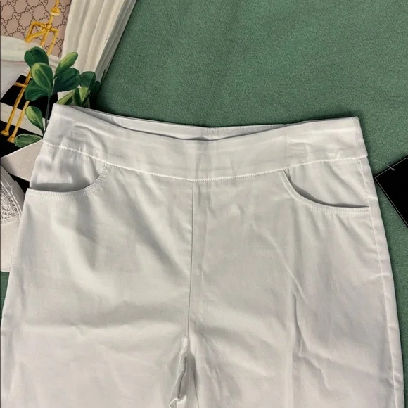 NWT Lauren & Riley Elegant White Women's Bermuda Shorts Lace Slits Pockets L - Picture 9 of 16